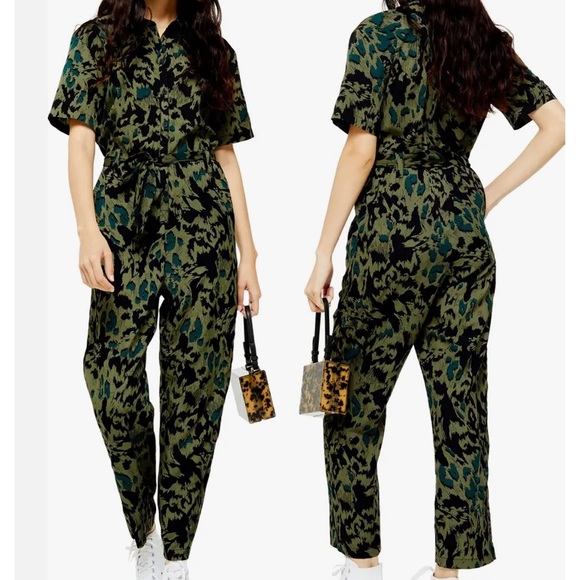 Topshop animal print camouflage jumpsuit 14 - Picture 1 of 4